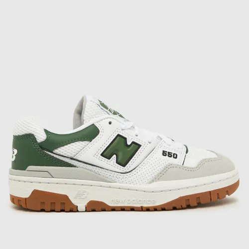 New Balance 550 Boys White and Green Trainers