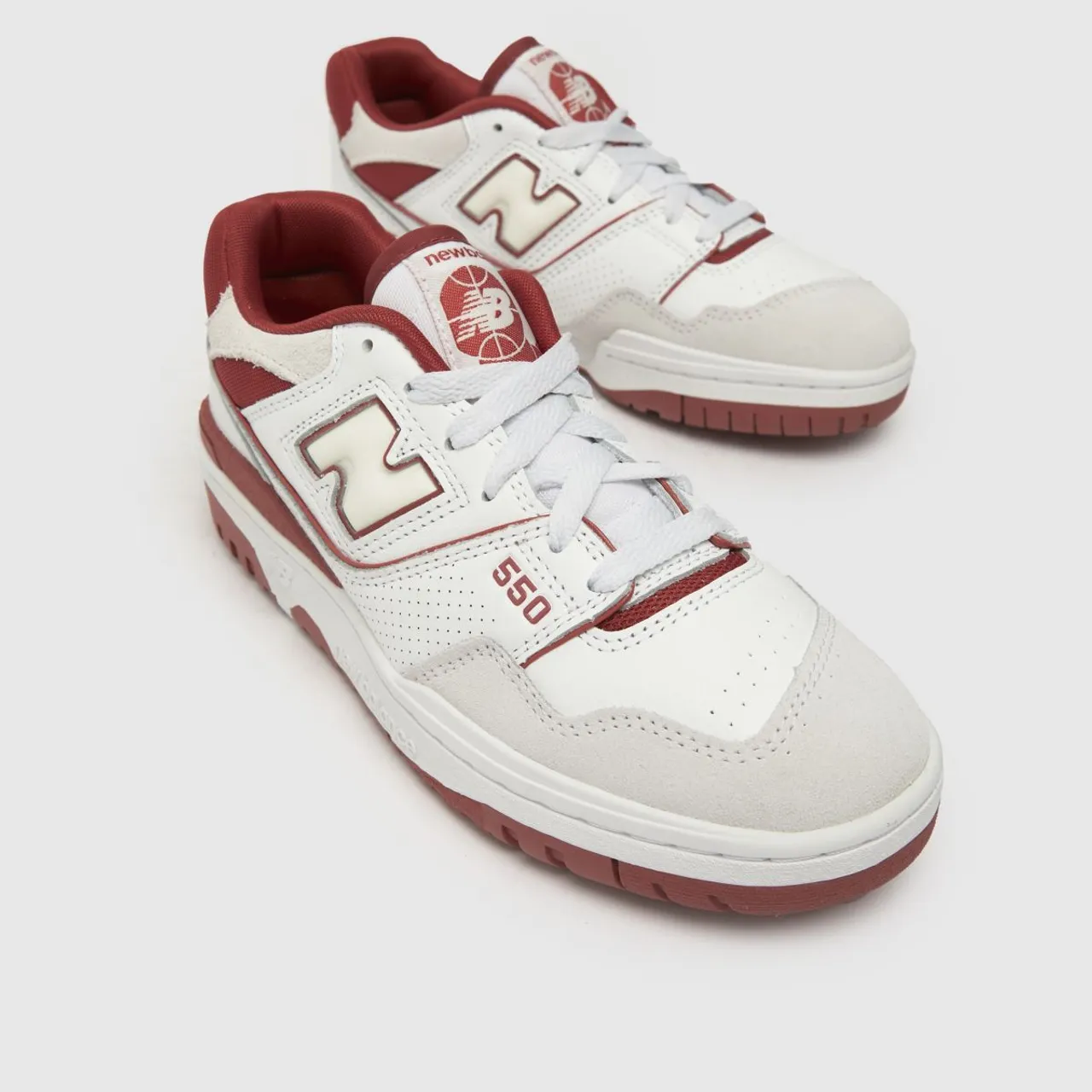 New Balance 550 Trainers In White & Red