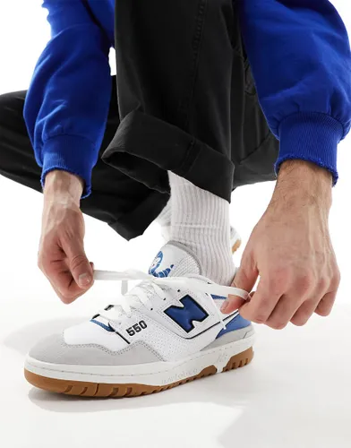 New Balance 550 trainers with suede toe in white and blue