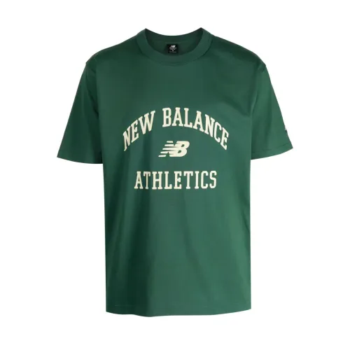 New Balance , Athletics Green Crewneck T-shirt ,Green male, Sizes: