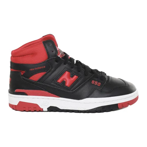 New Balance , Black Leather Sneakers with Red Accents ,Black male, Sizes: