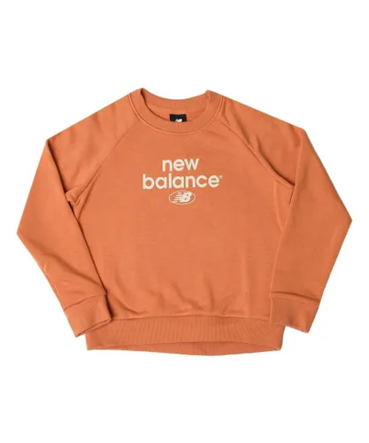 New Balance Boys Boy's Junior Essentials Reimagined Archive Sweatshirt in Peach - Orange Cotton
