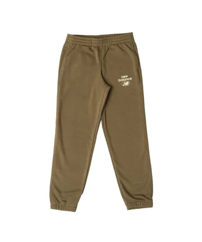 New Balance Boys Boy's Junior Essentials Reimagined Sweatpants in Khaki - Green Cotton