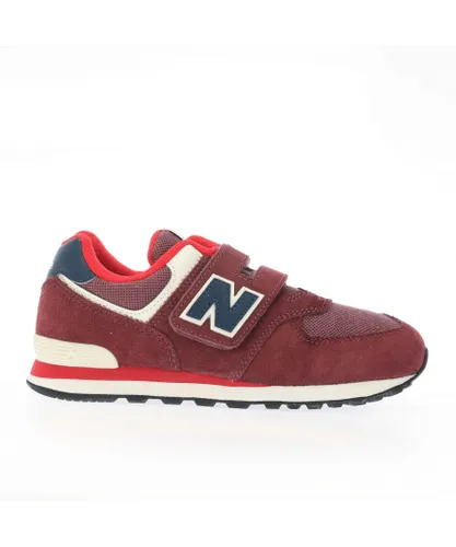 New Balance Boys Boy's Kids 574 Hook and Loop Trainers in Burgundy Suede
