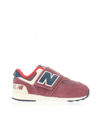 New Balance Boys Boy's Kids 574 NEW-B Hook And Loop Trainers in Burgundy