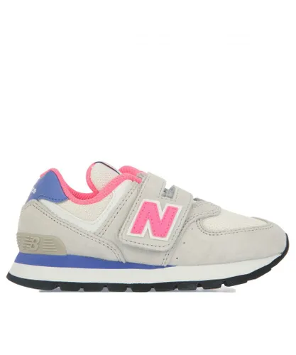 New Balance Girls Girl's 574 Hook and Loop Trainers in Grey pink