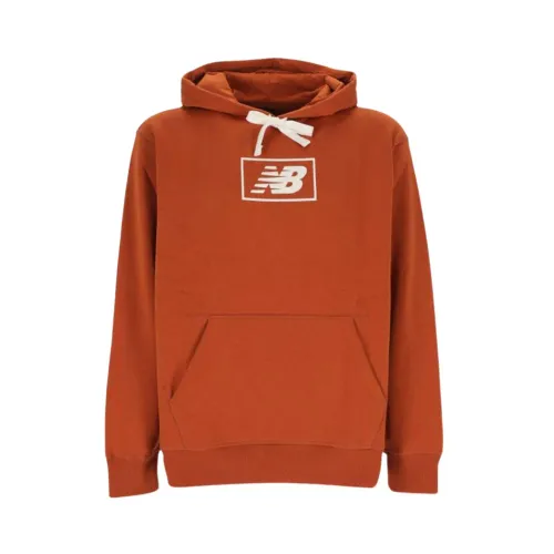 New Balance , Hooded Sweatshirt with Front Print ,Orange male, Sizes: