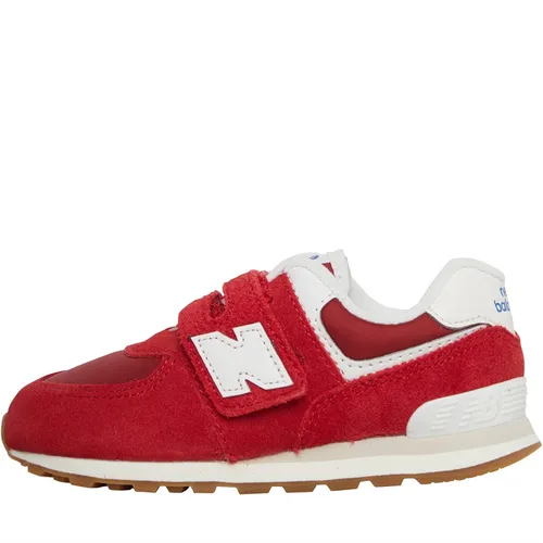 New Balance Infant 574 Hook And Loop Trainers Red/White/Gum