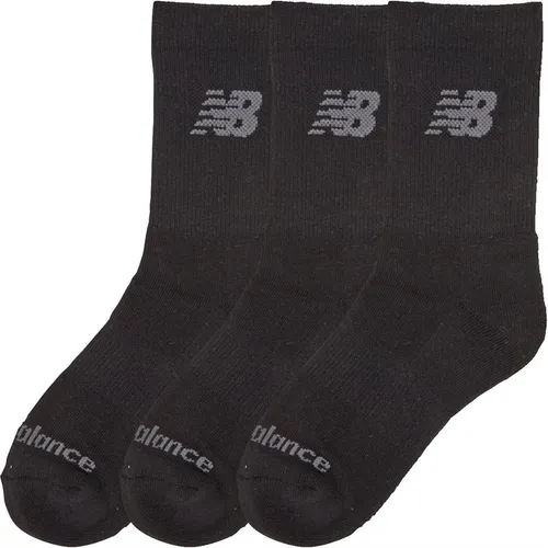 New Balance Junior Boys Three Pack Cushioned Crew Socks Black