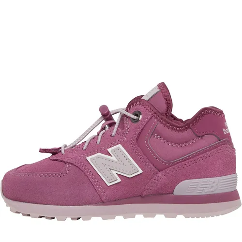 New Balance Junior Girls 574H Bungee Lace Trainers Purple/Pink Synthetic
