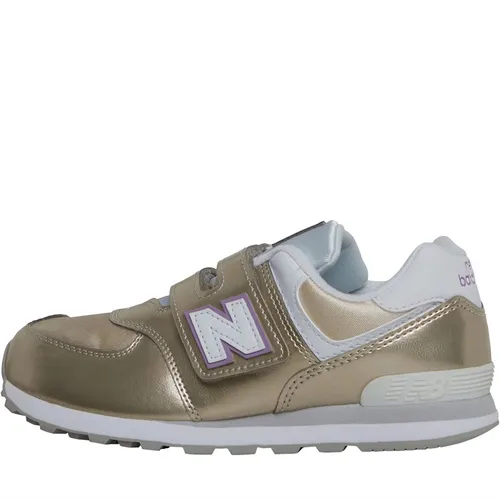 New Balance Kids 574 Hook & Loop Trainers Gold/White