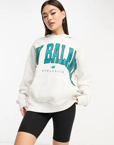 New Balance large logo hoodie in grey