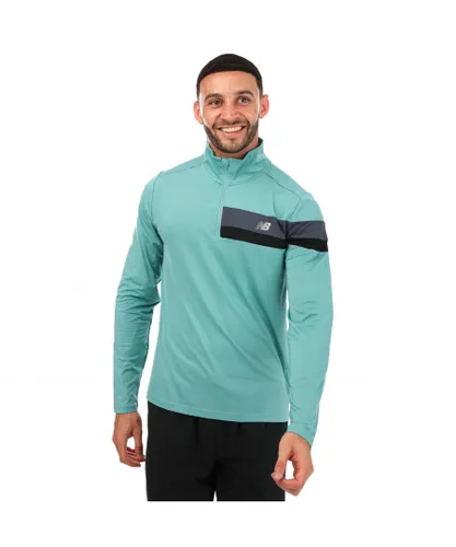 New Balance Mens Accelerate 1/2 Zip Top in Teal