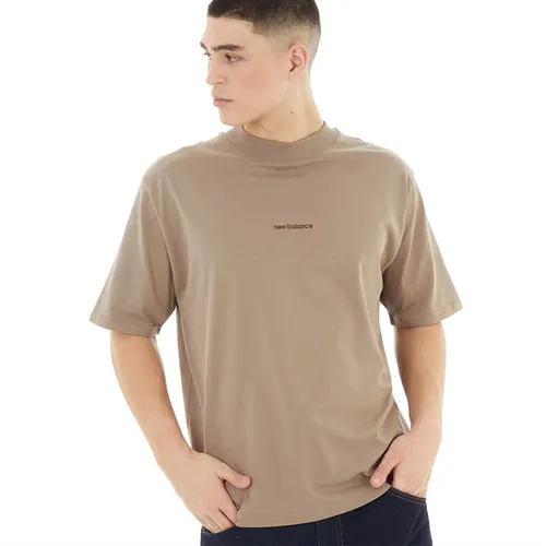 New Balance Mens Athletics Linear T-Shirt Mushroom