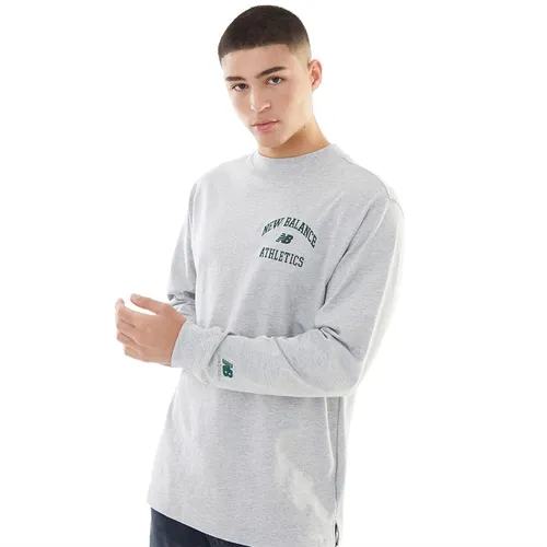 New Balance Mens Athletics Varsity Graphic Sweatshirt Athletic Grey