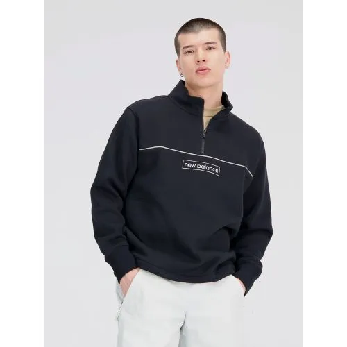 New Balance Mens Black Essentials Quarter Zip Sweatshirt