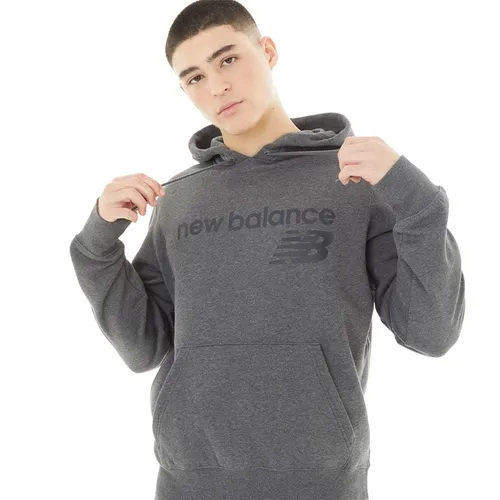 New Balance Mens Classic Core Logo Graphic Hoodie Heather Charcoal