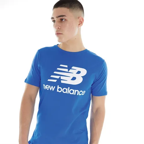 New Balance Mens Essential Stacked Logo T-Shirt Serene Blue