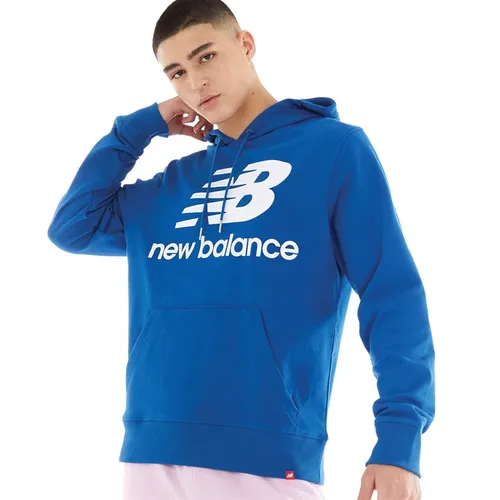 New Balance Mens Essentials Stacked Logo Hoodie Royal Blue