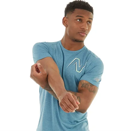 New Balance Mens Graphic Impact Running T-Shirt Light Blue