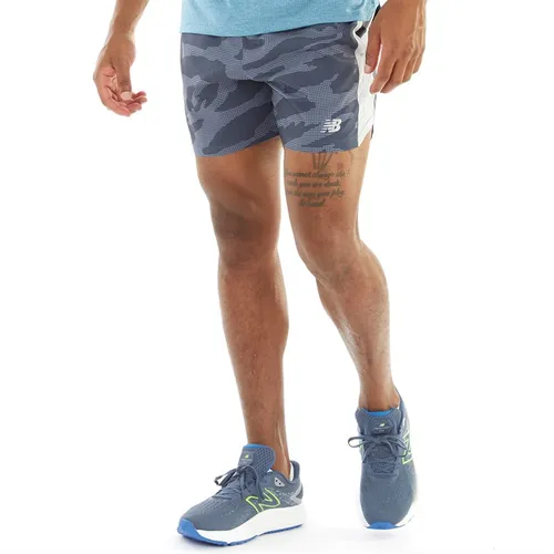 New Balance Mens Printed Accelerate 5 Inch Running Shorts Grey