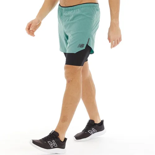 New Balance Mens Q Speed 5inch 2-In-1 Running Shorts Faded Teal