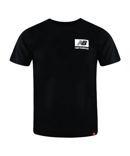 New Balance Mens Short Sleeve Black Crew Neck Men NB Essentials ID T-Shirt MT13518 BK Cotton