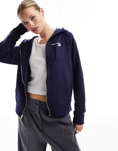 New Balance Nb classic fleece zip hoodie in navy-Blue