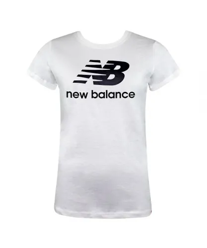 New Balance Short Sleeve White Crew Neck Womens Essentials T-Shirt WT91546 WK Cotton