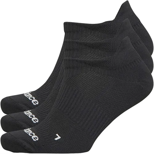 New Balance Three Pack Flat Knit Tab Running Socks Black