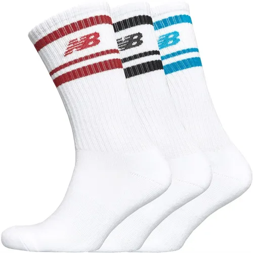 New Balance Three Pack In-Stripe Logo Crew Socks White