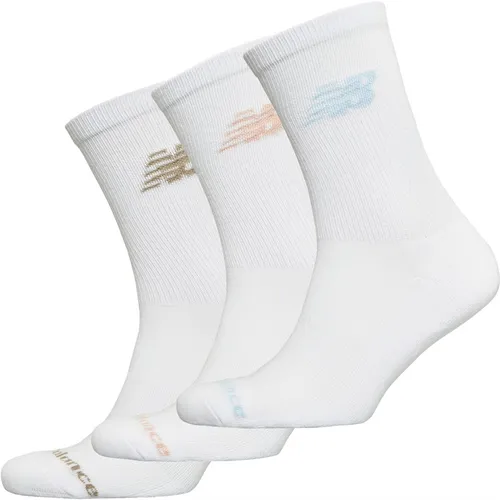 New Balance Three Pack Logo Crew Socks White