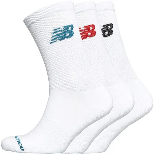 New Balance Three Pack Logo Crew Socks White