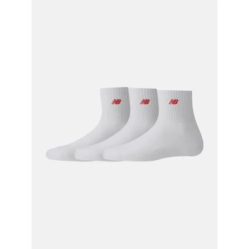 New Balance Unisex White 3-Pack Patch Logo Quarter Sock