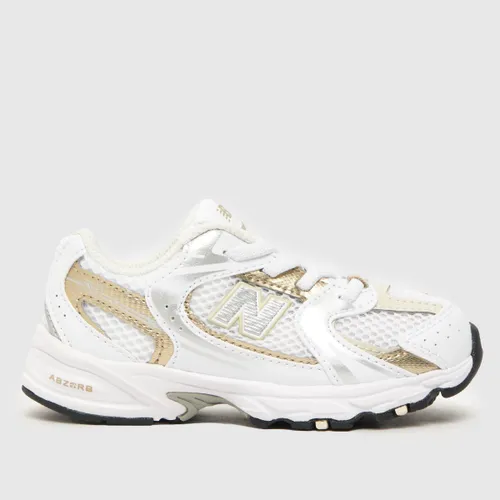 New Balance White & Gold 530 Toddler Trainers