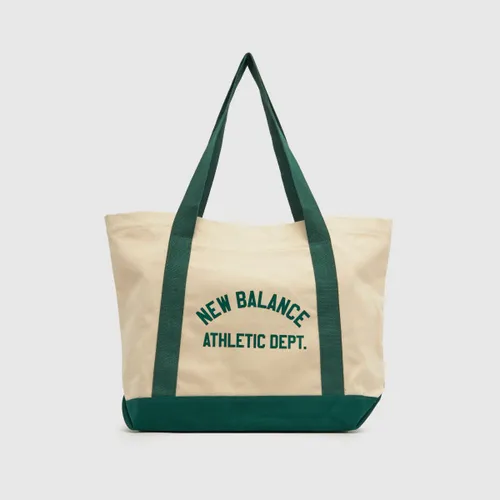 New Balance White & Green Classic Canvas Tote, Size: One Size