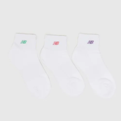 New Balance White Pack of 3 Small Logo Ankle Socks