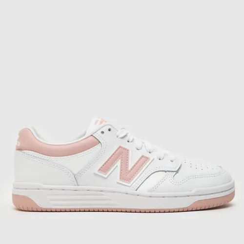 New Balance White & Pink 480 Girls Youth Trainers