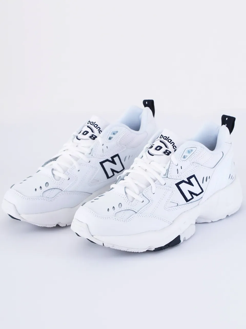 New Balance White With Navy Mx608v1 Trainers