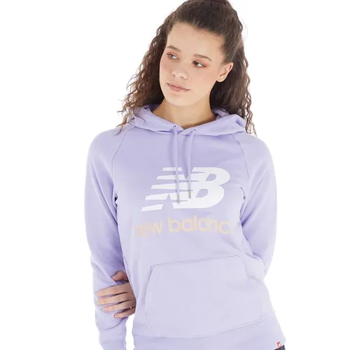 New Balance Womens Essentials Pullover Logo Hoodie Purple