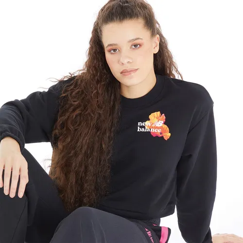 New Balance Womens Essentials Super Bloom Sweatshirt Black