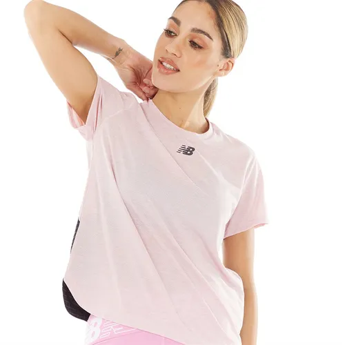 New Balance Womens Impact Luminous Running Top Stone Pink Heather