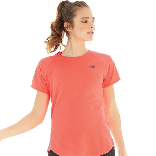 New Balance Womens Q Speed Jacquard Running T-Shirt Electric Red