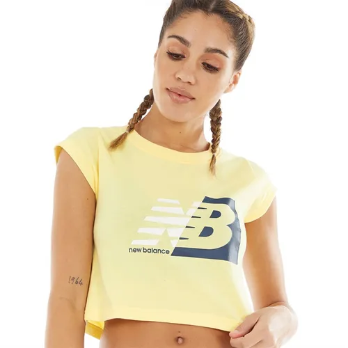 New Balance Womens Sport Core Dual Colored Graphic T-Shirt Bright Yellow