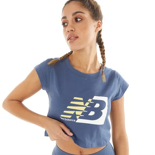 New Balance Womens Sport Core Dual Colored Graphic T-Shirt Vintage Indigo