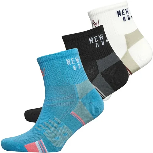 New Balance Womens Three Pack Impact Ankle Repreve Running Socks White/Blue/Black