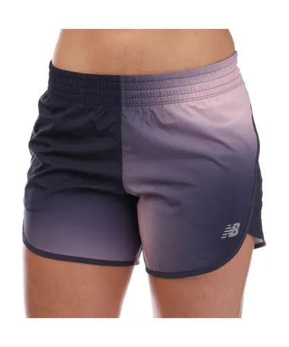 New Balance Womenss Printed Accelerate 5 Inch Shorts in Lilac