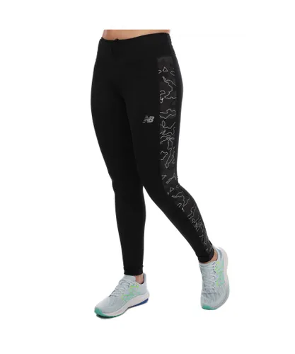New Balance Womenss Reflective Print Accelerate Tights in Charcoal