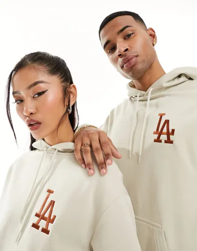 New Era unisex LA logo hoodie in ecru-White