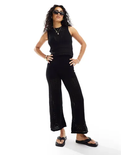 New Look co-ord knitted wide leg trousers in black